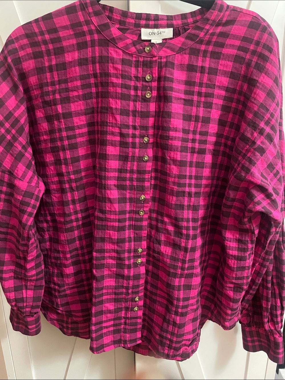 On 34th Womens Plaid Blouse